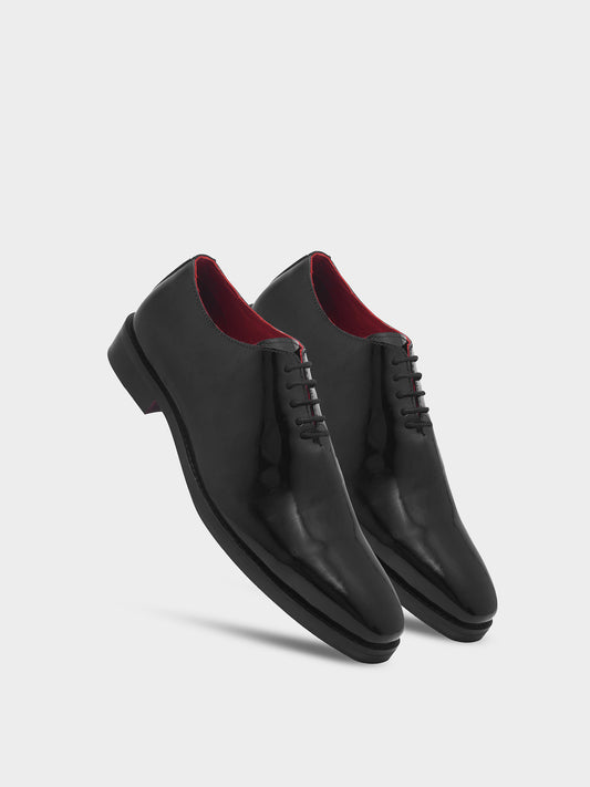 RNK LIOR - Premium Black Patent Wholecut Leather Shoes for Men