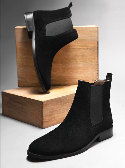 RNK Ebon Elegance – Men’s Black Suede Chelsea Boots