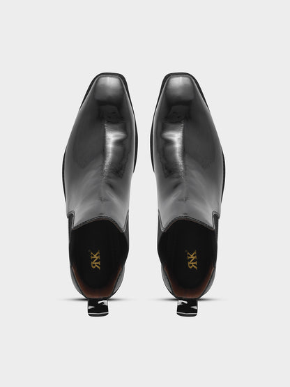 Loki – Premium Patent Leather Chelsea Boot in Jet Black