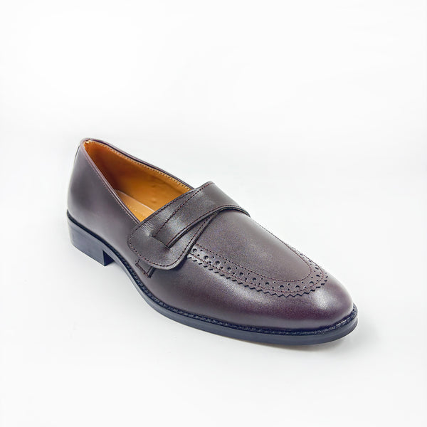 Penny loafers slip-on shoes on mid heel in brown colour 