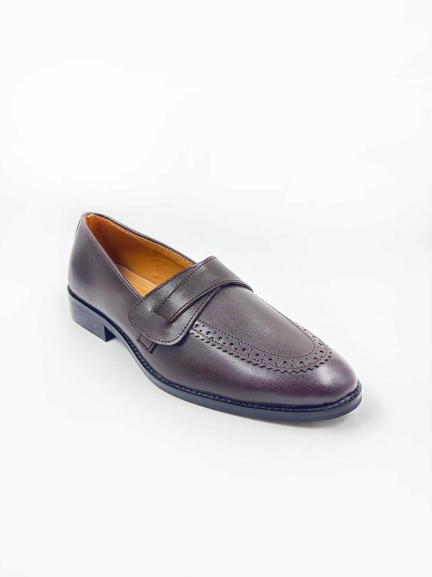 Penny loafers slip-on shoes on mid heel in brown colour 