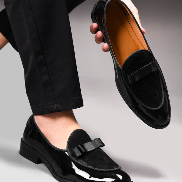 Classic Tuxedo Special | Patent Suede Ribbon Loafers