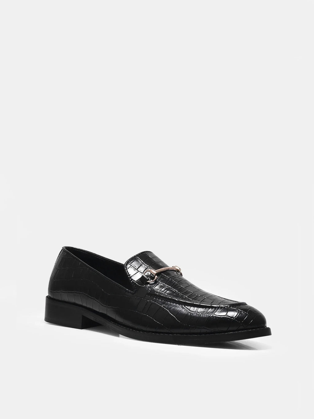 Preview of Croco Slip-ons in Black - Premium men’s loafers in a crocodile leather pattern, perfect for a sophisticated and timeless style.