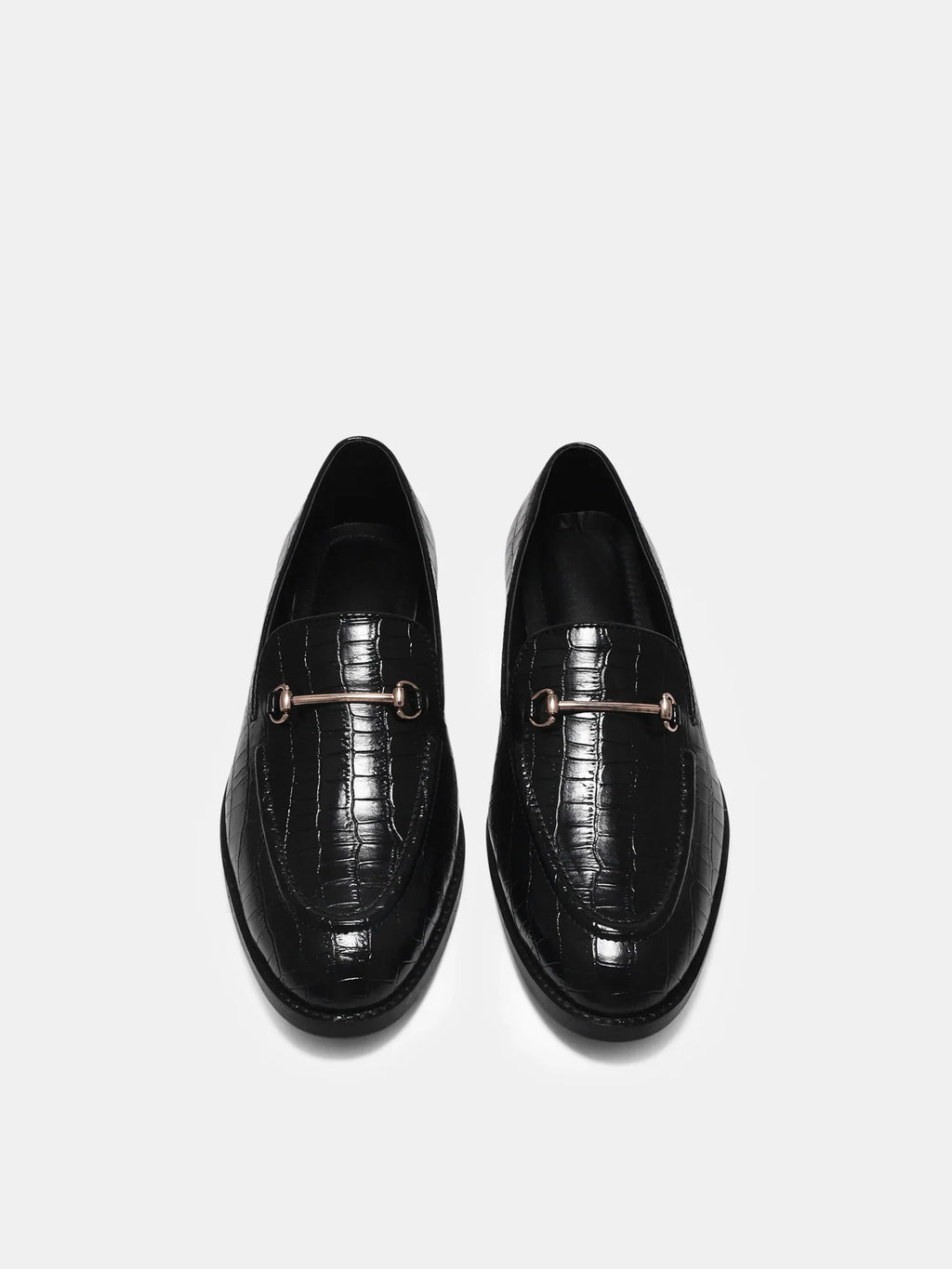 Preview of Croco Slip-ons in Black - Premium men’s loafers in a crocodile leather pattern, perfect for a sophisticated and timeless style.