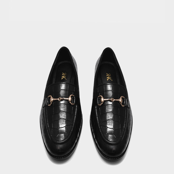 Regal Crocs Black - Premium Men's Designer Loafer (Mid Heel)
