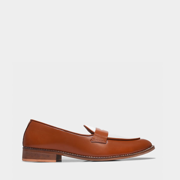 Old Money - Tan Penny Loafers in Leather