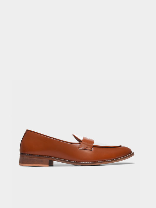 Old Money - Tan Penny Loafers in Leather