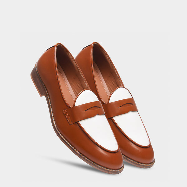 Old Money - Tan Penny Loafers in Leather