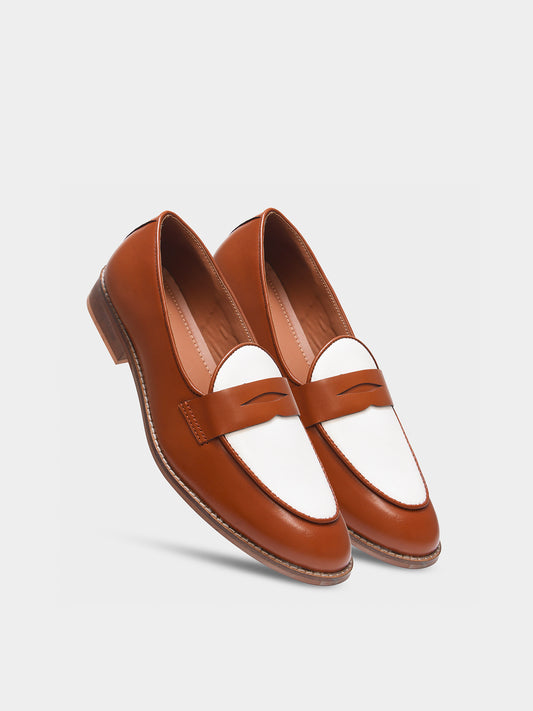 Old Money - Tan Penny Loafers in Leather