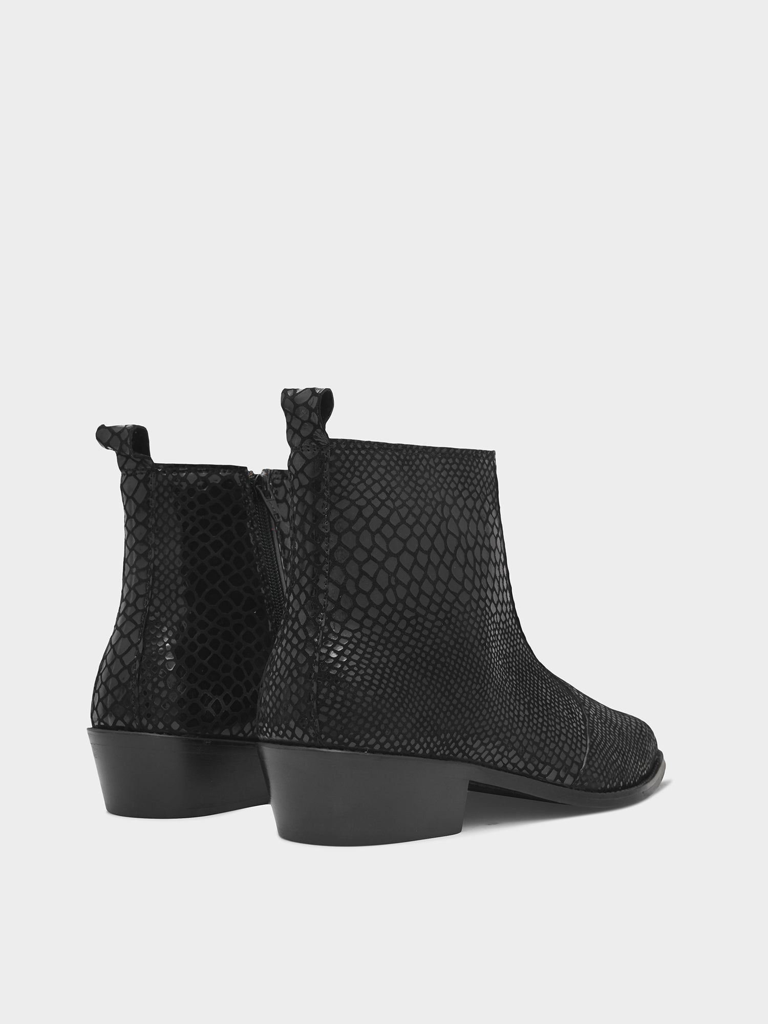 Textured Leather Boots in Black
