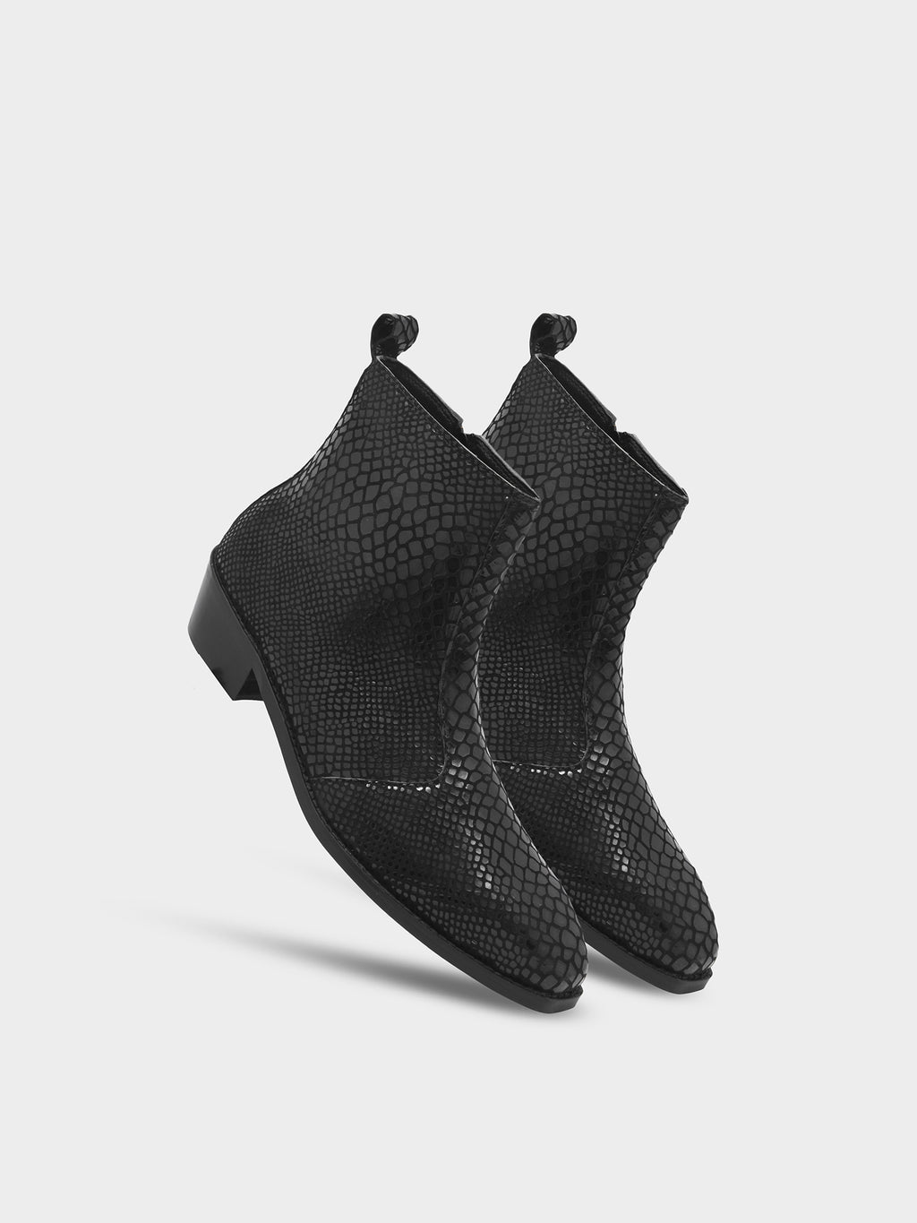 Preview of Textured Leather Boots in Black