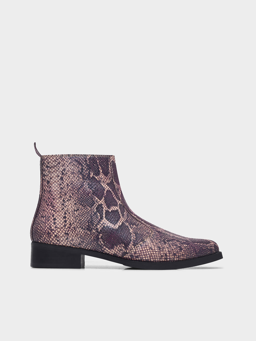 Preview of Python snake-patterned Chelsea boots with side zipper and mid heel