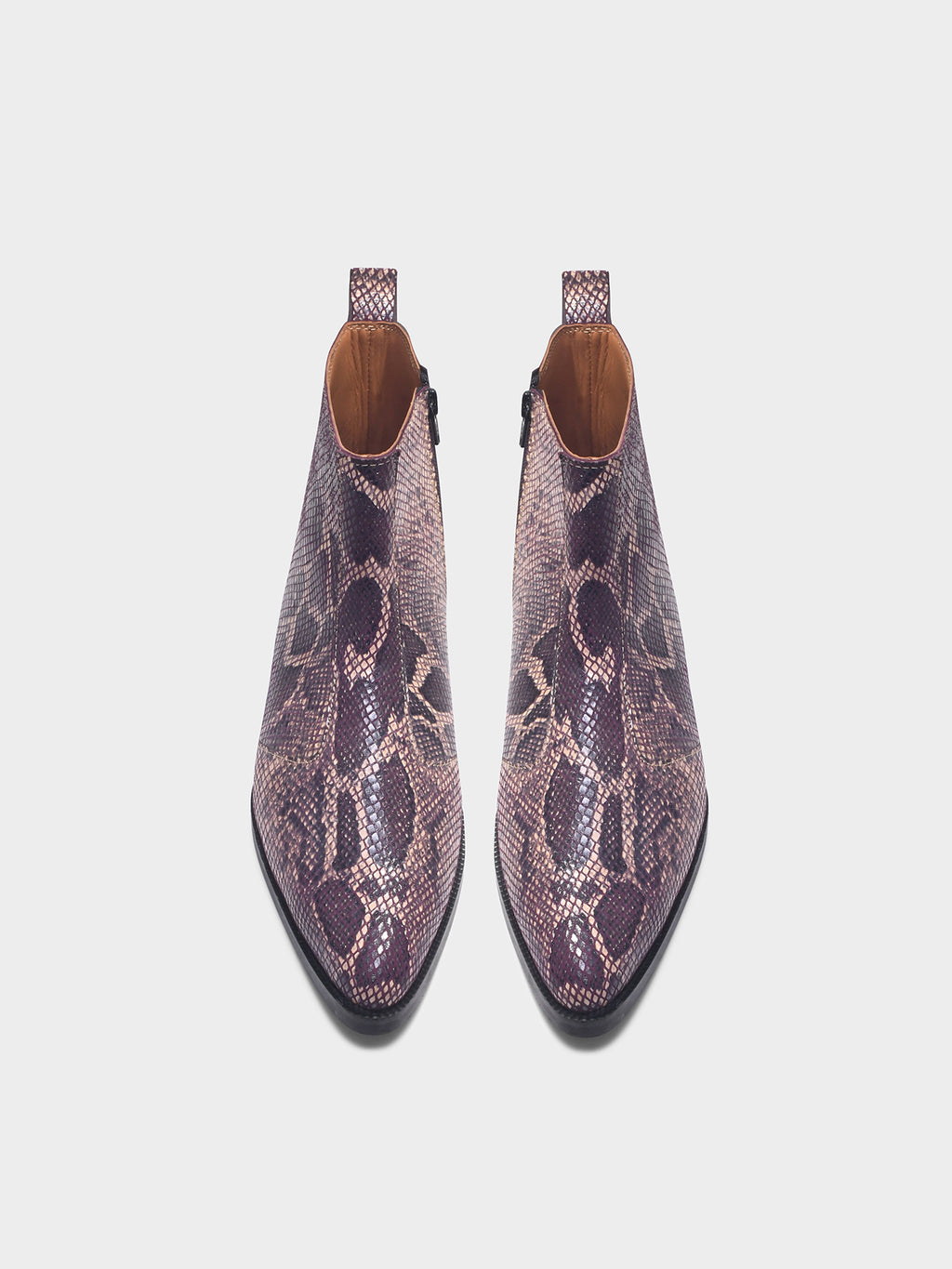Preview of Python snake-patterned Chelsea boots with side zipper and mid heel