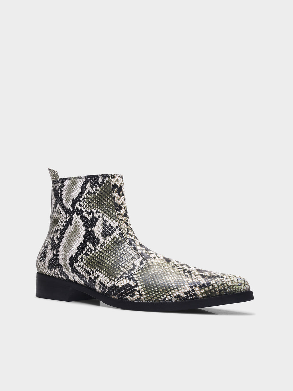 Preview of Python snake-patterned Chelsea boots with side zipper and mid heel