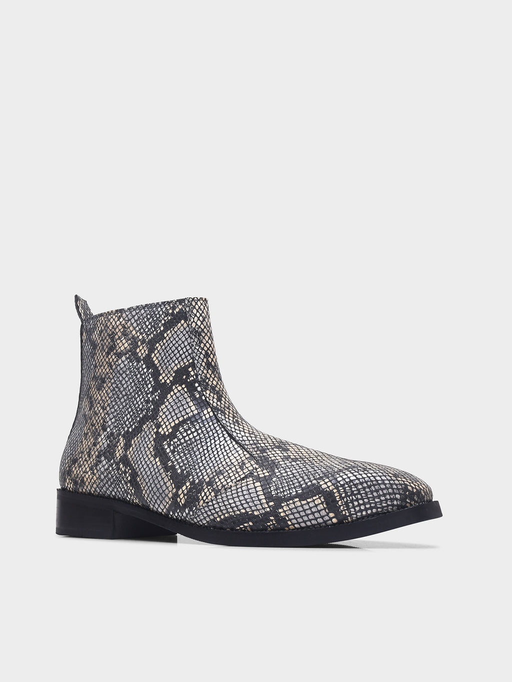 Preview of Python snake-patterned Chelsea boots with side zipper and mid heel