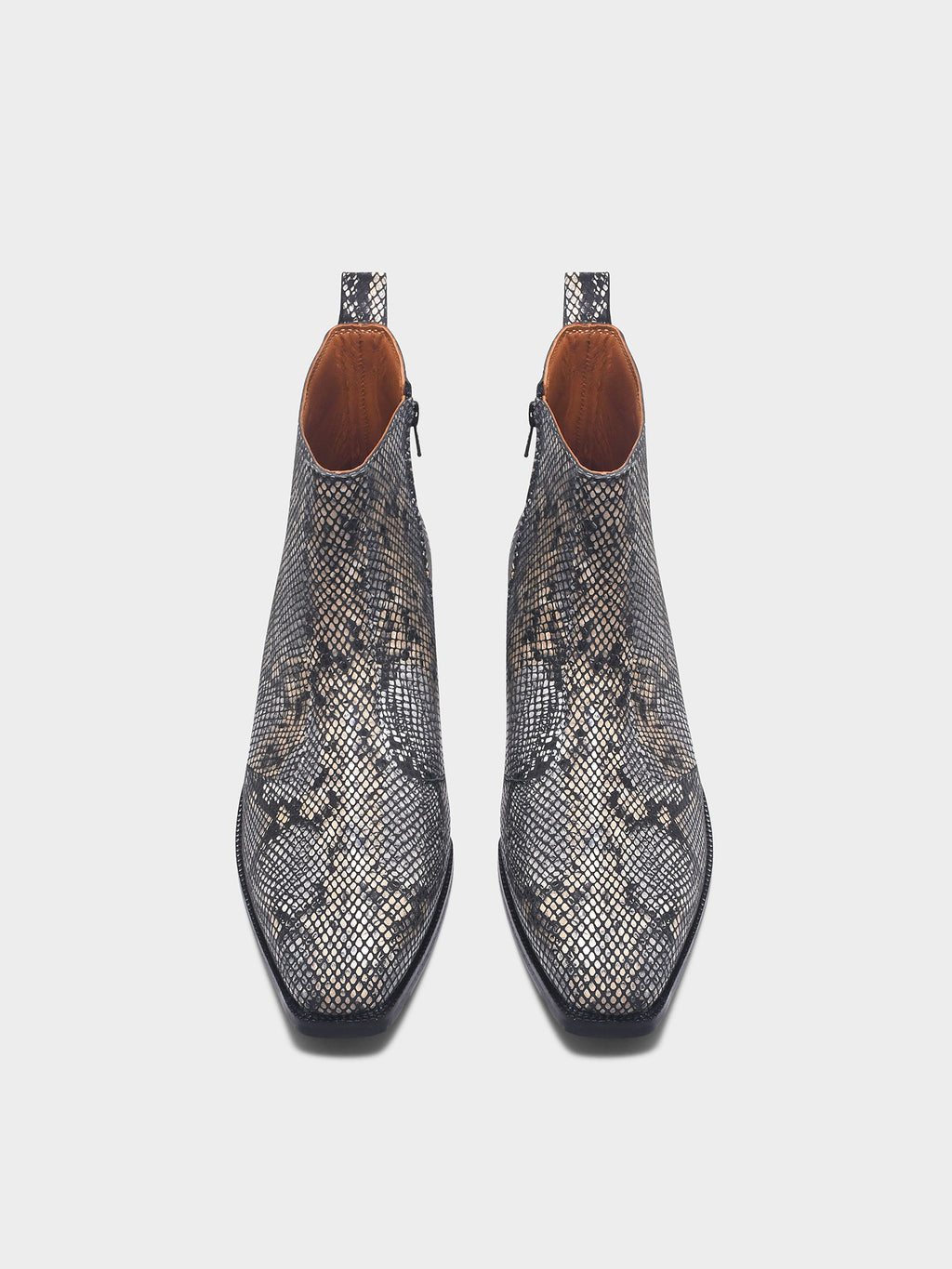Preview of Python snake-patterned Chelsea boots with side zipper and mid heel
