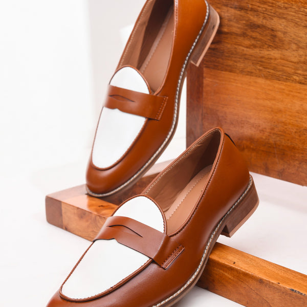 Old Money - Tan Penny Loafers in Leather