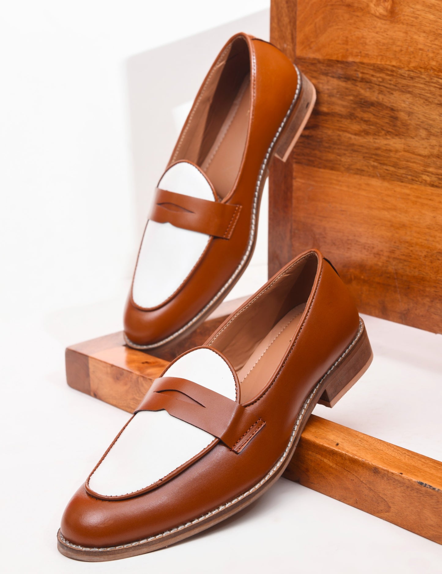Old Money - Tan Penny Loafers in Leather