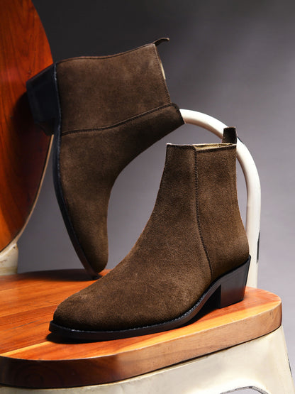Cuban Cavalier – Men’s Luxury Boots in Suede Leather (Cuban Heel)