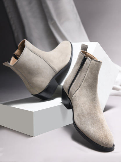 Grey Monarch – Men’s Luxury Boots in Suede Leather (Cuban Hee)