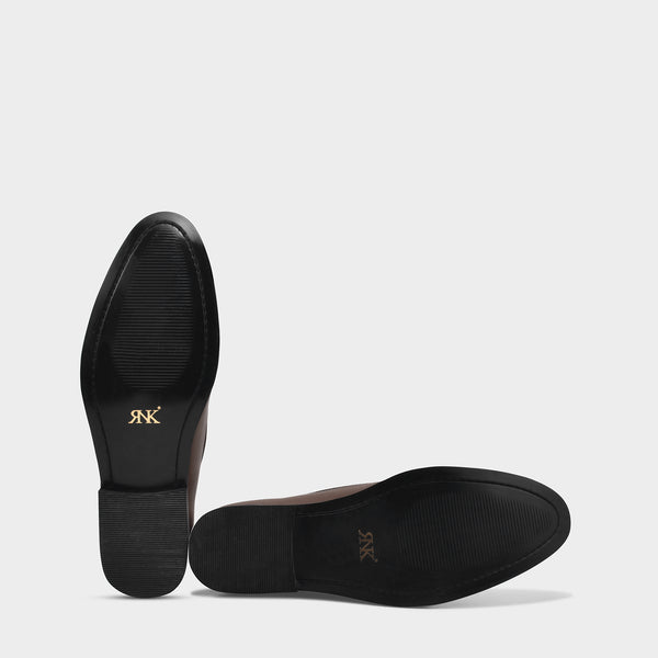 Brown Zardozi Work Leather Loafers Mojari Slip-ons