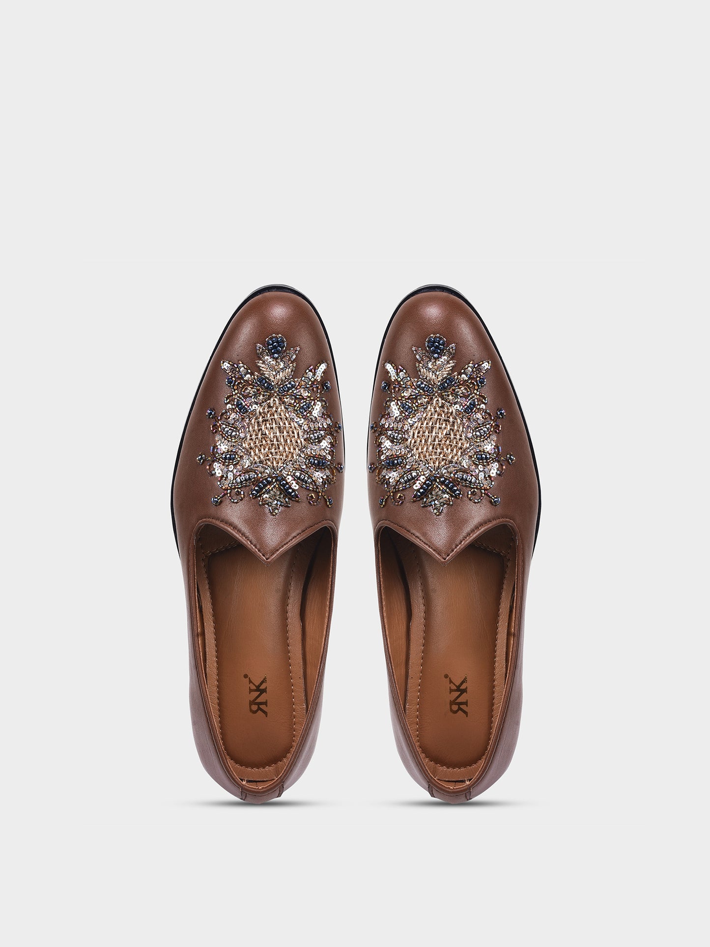 Brown Mojari Zardozi work Loafer slipons