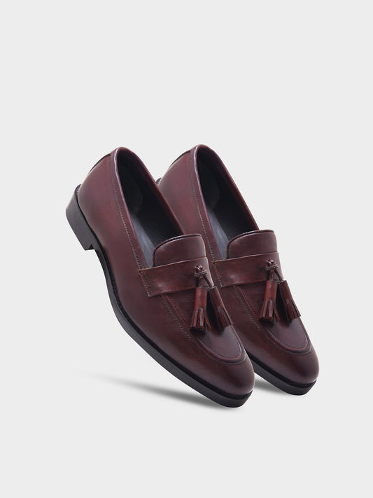 RNK LUMERO – Premium Burgundy Leather Tassel Loafers for Men