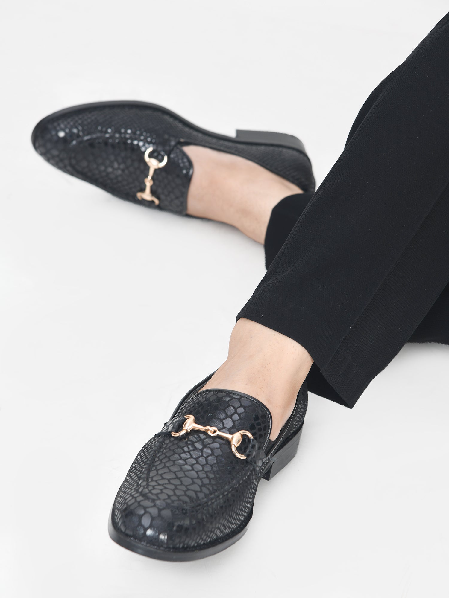 Black Horsebit Loafers Men