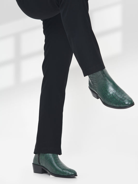 Green Croco Boots