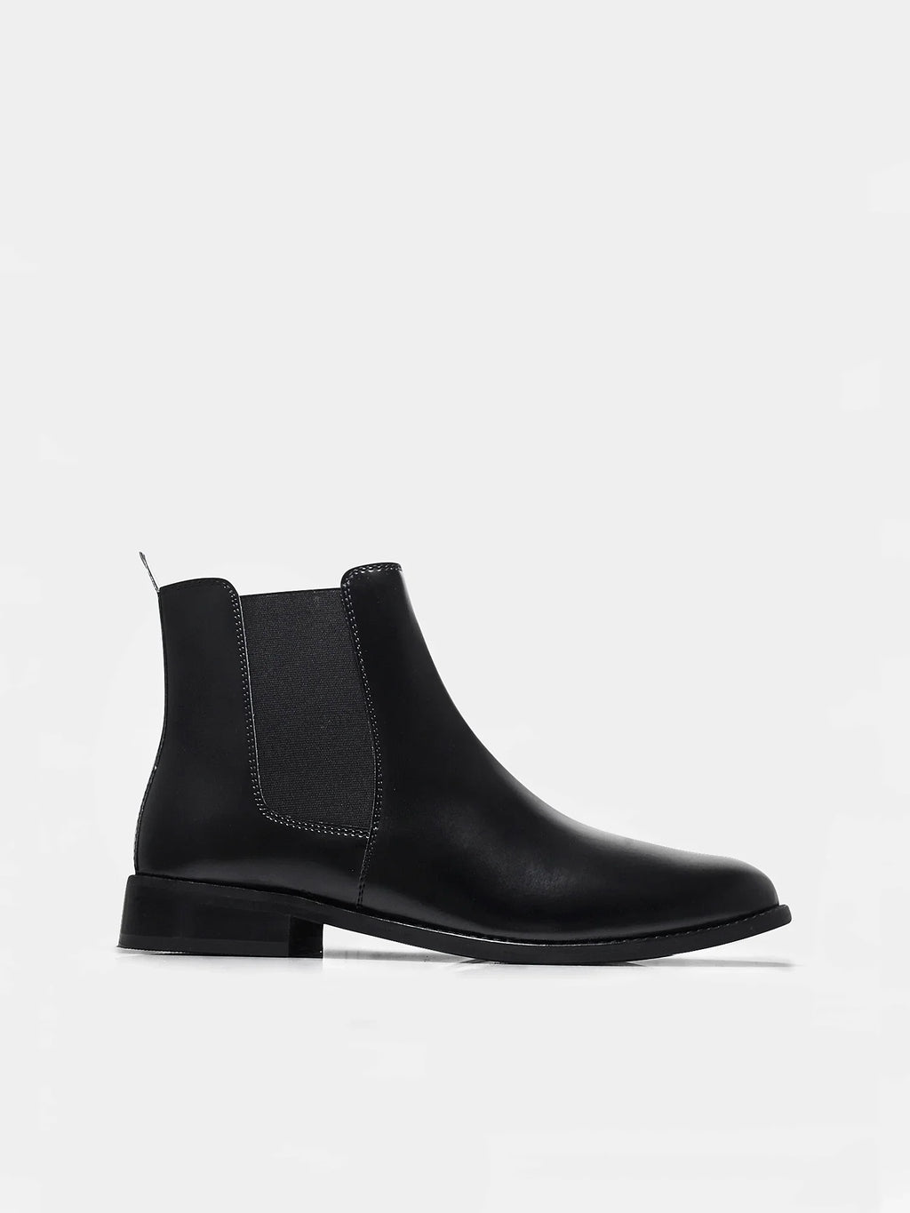 Preview of Black Chelsea boot with side elastic and mid heel
