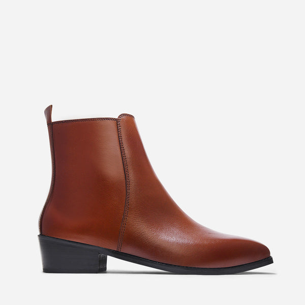 Tan Throne - Men's Side Zip Leather Boots (Cuban Heel)