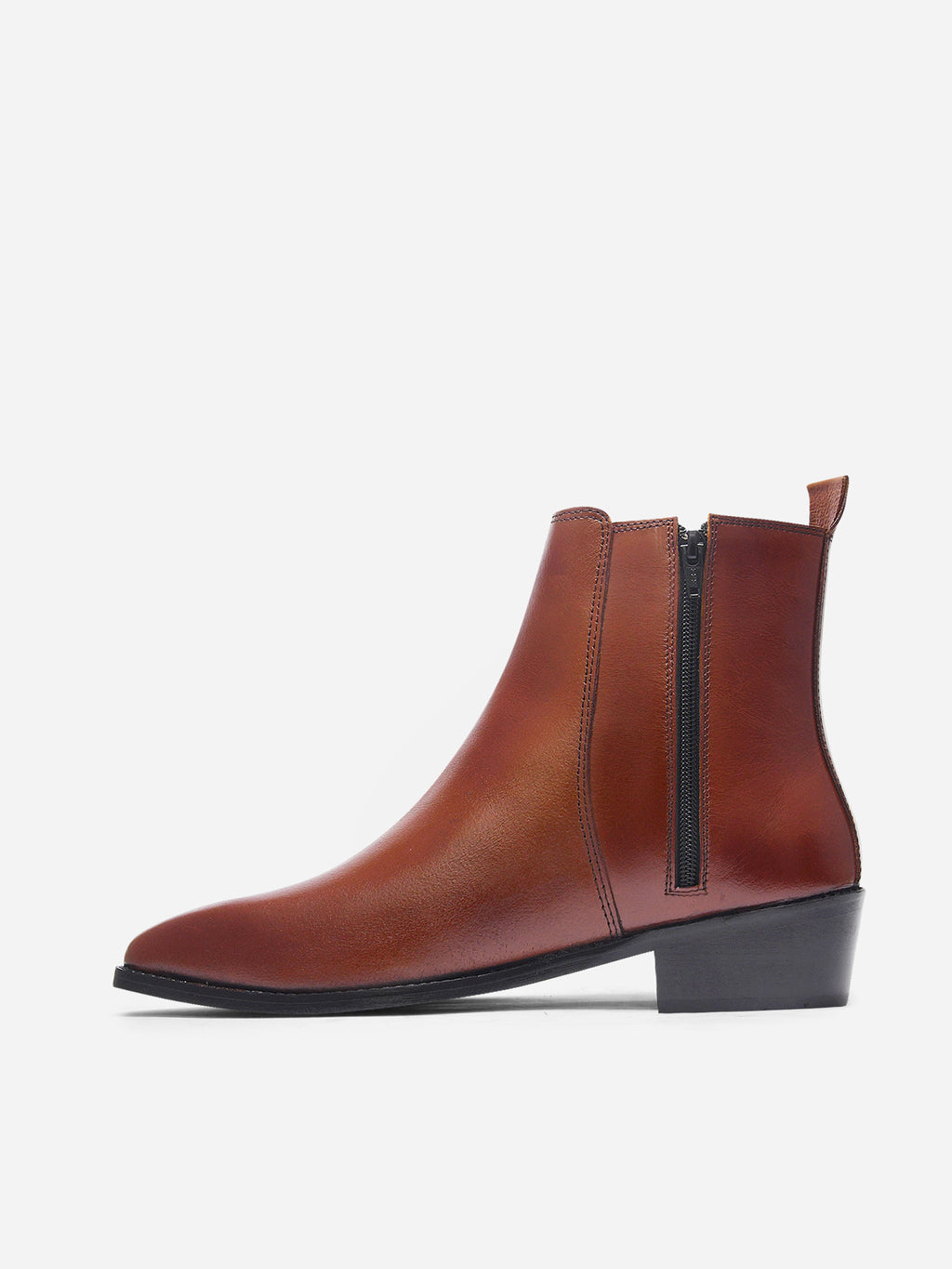 Preview of Tan Throne - Men's Side Zip Leather Boots (Cuban Heel)