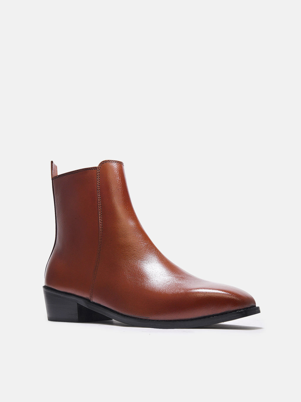 Preview of Tan Throne - Men's Side Zip Leather Boots (Cuban Heel)