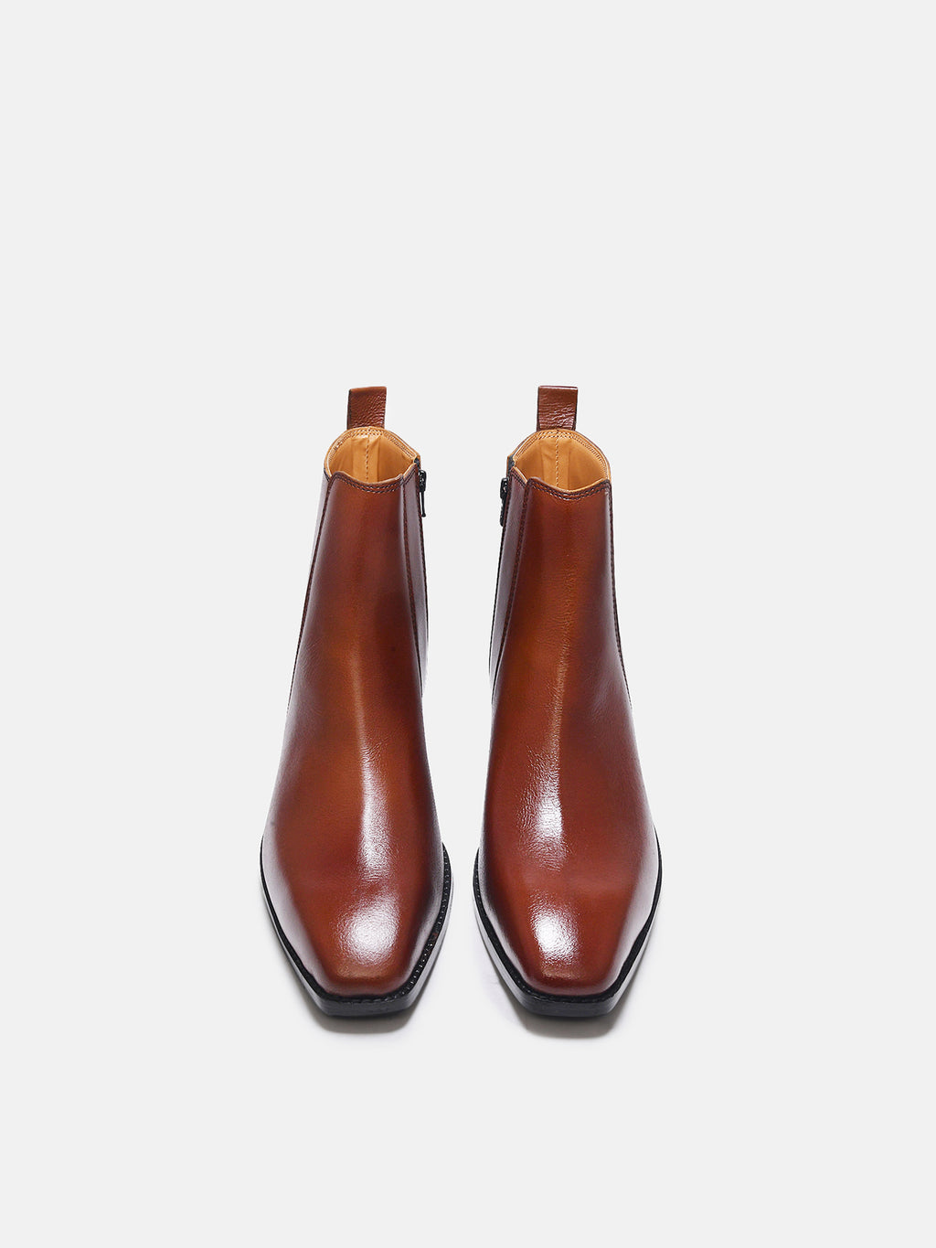 Preview of Tan Throne - Men's Side Zip Leather Boots (Cuban Heel)
