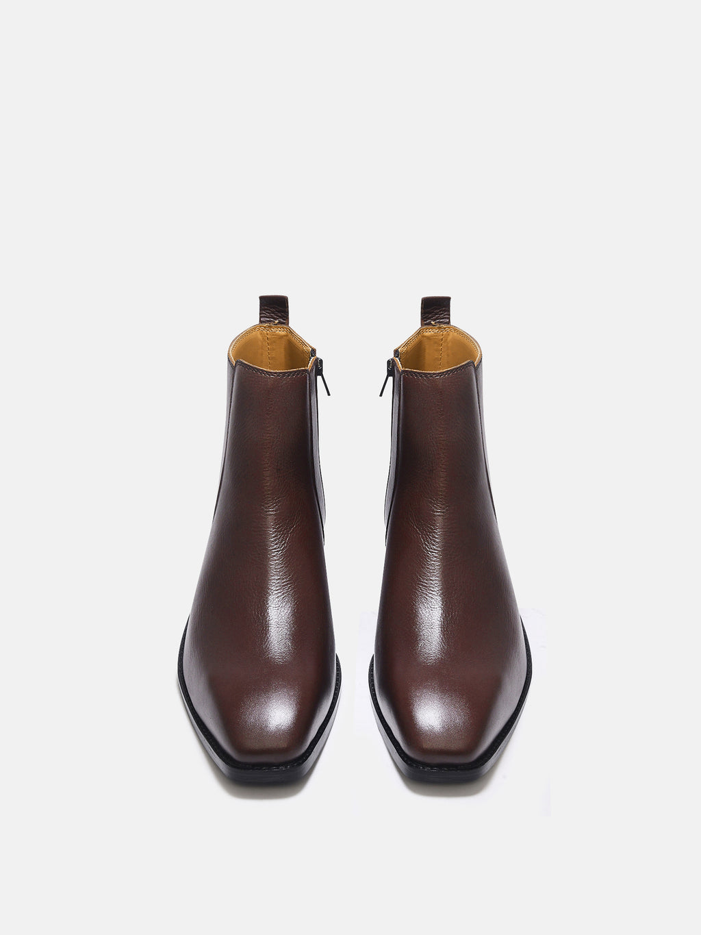 Preview of A brown, side zip leather boot with a cuban heel for men.