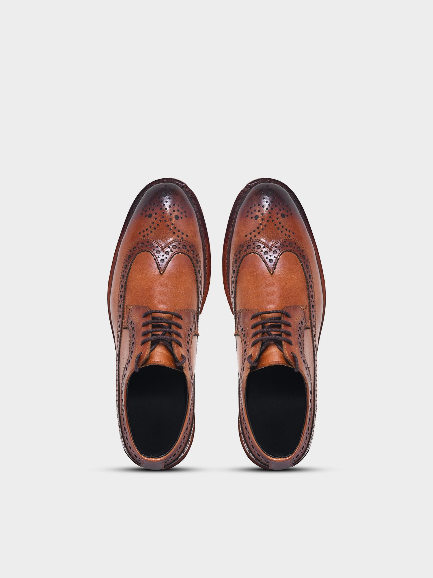 The Oxfordshire — Goodyear Welted Full Brogue Derby in Hand-Patina Tan Calf Leather | RNK LUXE