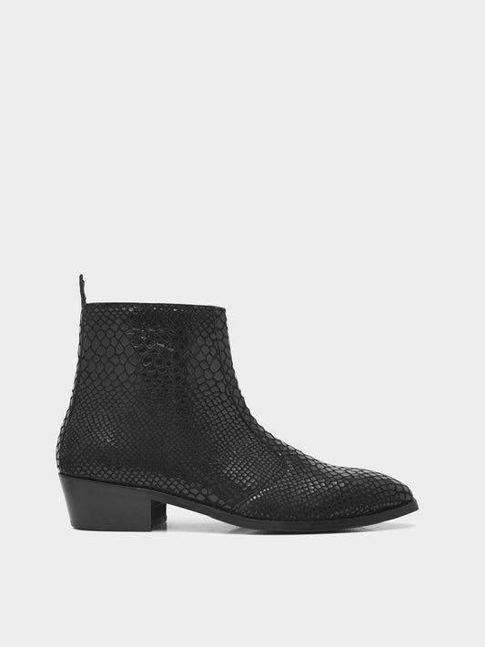 Leonardo Black - Men's Leather Boots (Cuban Heel)