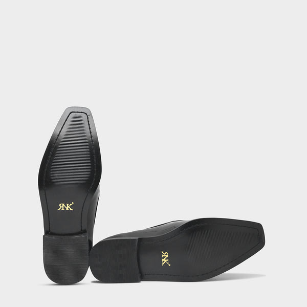The Tuxe - Patent Leather & Suede Fusion Loafer with Grosgrain Bow in Jet Black