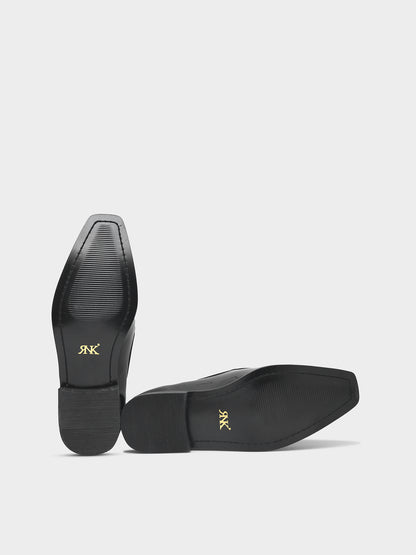 The Tuxe - Patent Leather & Suede Fusion Loafer with Grosgrain Bow in Jet Black