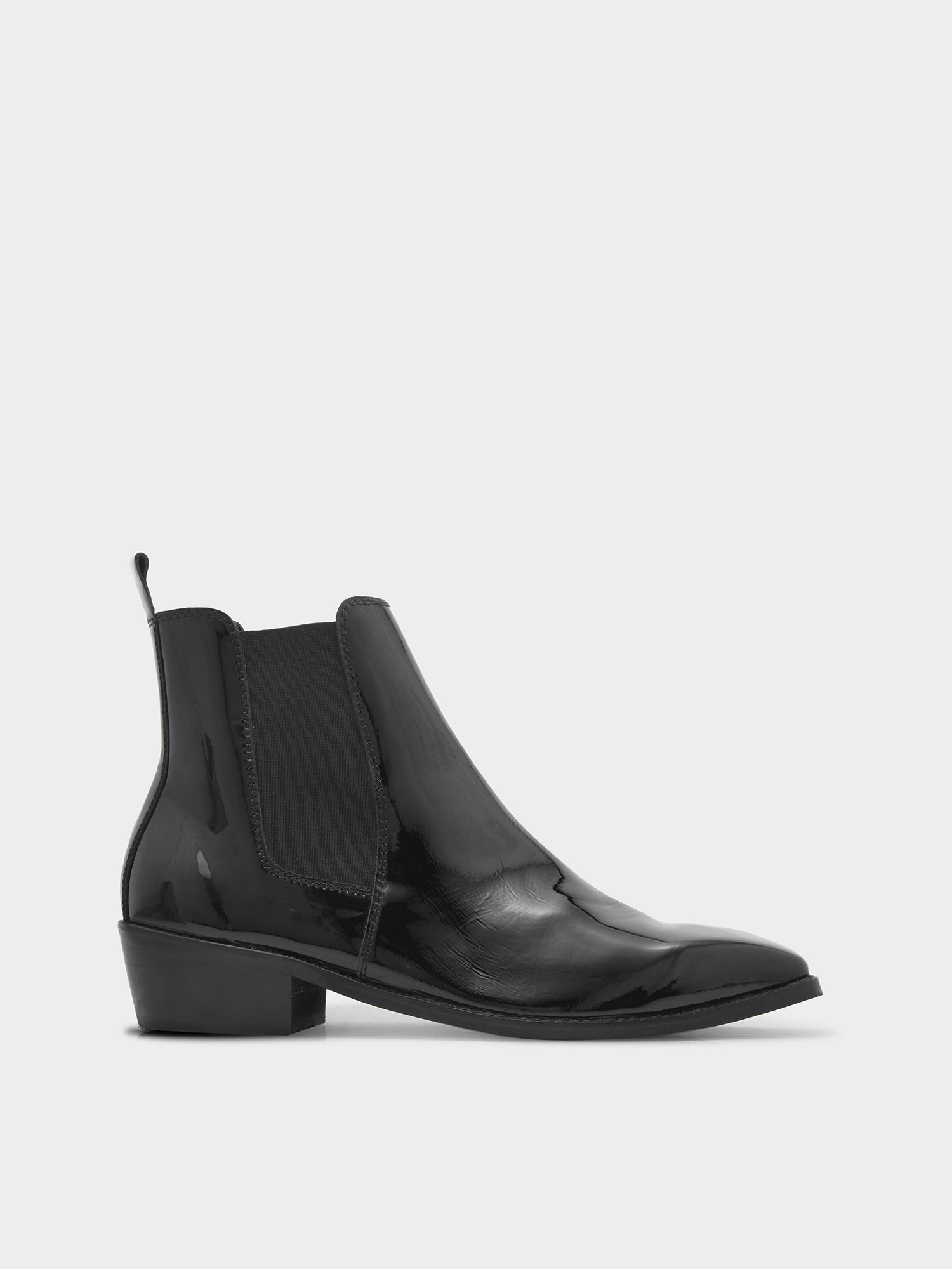 Loki – Premium Patent Leather Chelsea Boot in Jet Black