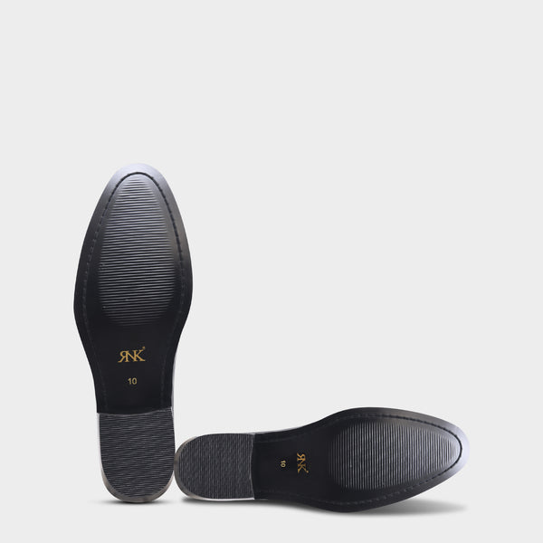 The Tuxe (Cuban Heel) - Patent Leather & Suede Fusion Loafer with Grosgrain Bow in Jet Black