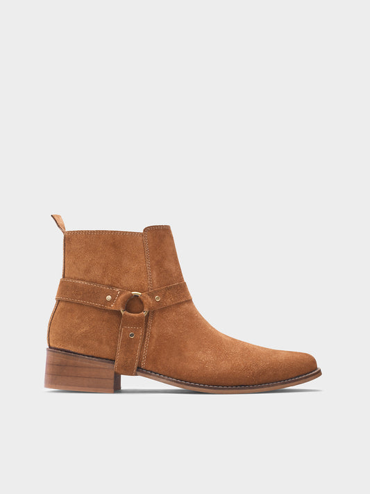 Phantom – Tan Suede Harness Boots for Men
