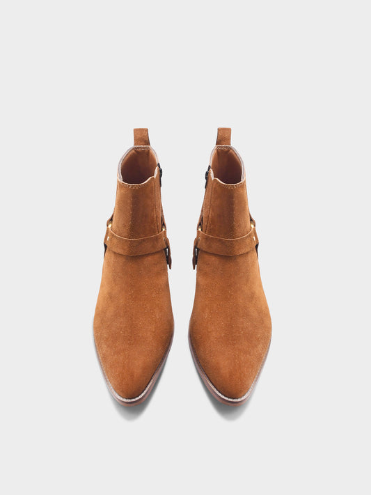 Phantom – Tan Suede Harness Boots for Men