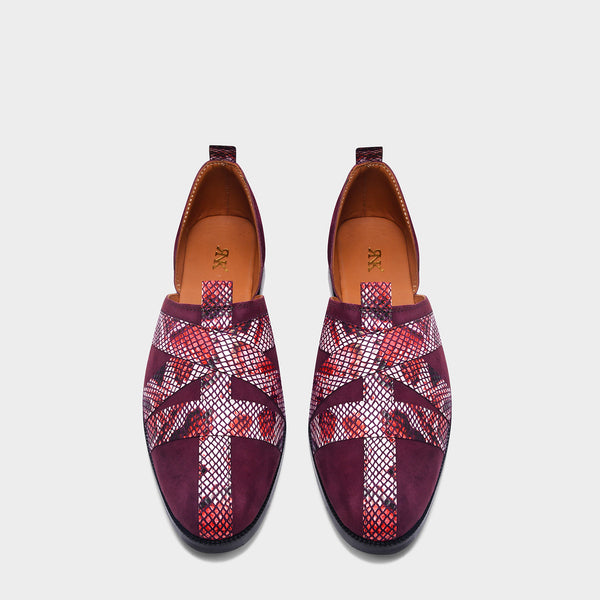 Printed Peshawari Sandals - Cherry