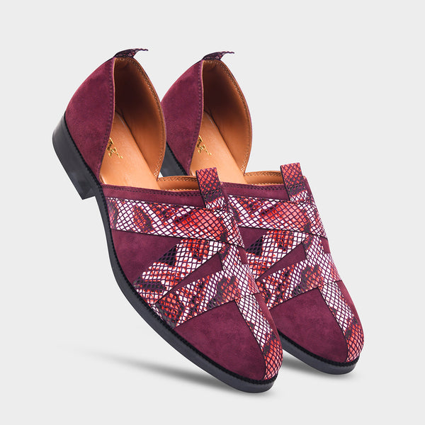 Printed Peshawari Sandals - Cherry