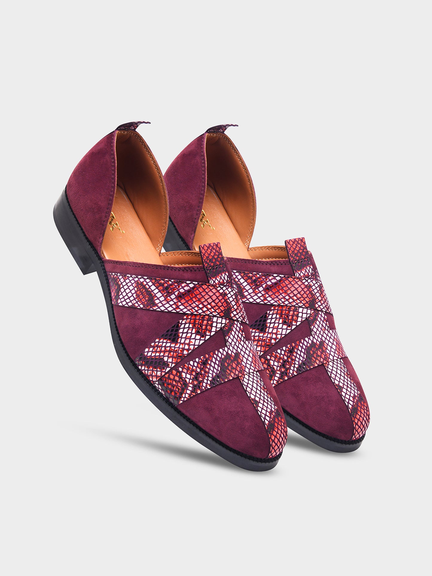 Printed Peshawari Sandals - Cherry