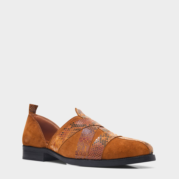 Printed Peshawari Sandals - Tan