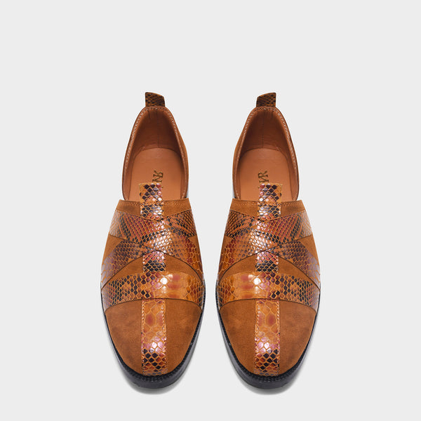 Printed Peshawari Sandals - Tan