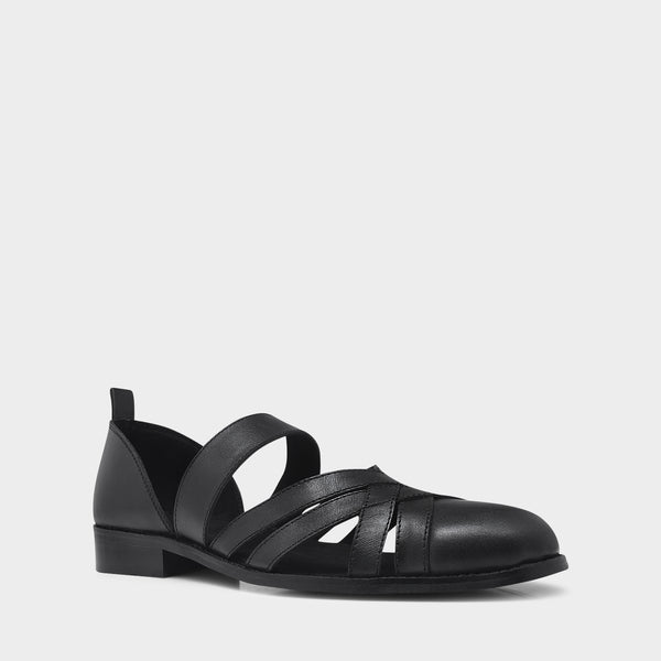Men’s stylish black leather sandals for weddings and festive occasions