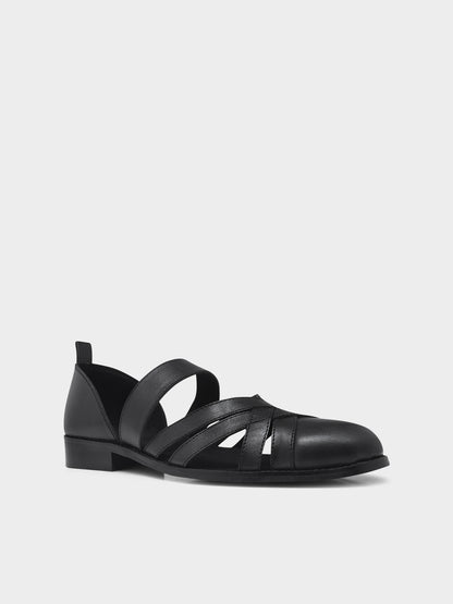 Men’s stylish black leather sandals for weddings and festive occasions